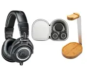 Audio-Technica ATH-M50X Headphones Bundle w Knox Gear Stand and Protective Case