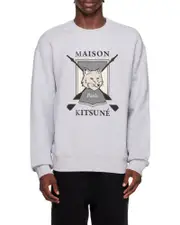 Maison Kitsuné Fox Printed Crewneck Sweatshirt L White