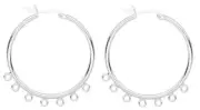 Earring, 10 Silver Plated Brass 32mm Hoop with 7 Loops & Latch Back Closure