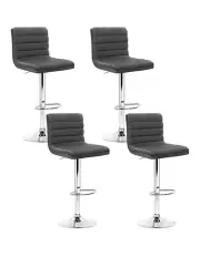 [Artiss] 4x Padded Leather Gas Lift Bar Stools in Grey