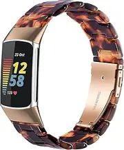 Wongeto Resin Bands Compatible for Fitbit Charge 5 Band,Women Men Resin Replacement Wristband Strap Blacelet for Fitbit Charge 5