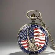 New pocket watch With American Flag And Statue Of Liberty Design