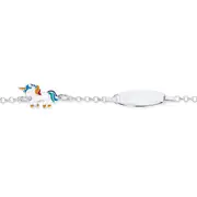 Silver 17cm Belcher Enamel Unicorn Id Bracelet