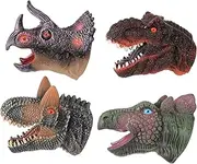 4pcs Dinosaur Hand Puppets Lifelike Dino Head Figures with Articulated Jaw for Storytelling Fun Realistic Puppets for Creative Play and Imaginative Adventures