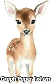 Watercolor Deer Graph Paper 1x1 cm: 1cm Squared Grid Paper | Gift For People Who Love Forest Animals, Wildlife Animal Lovers | For Back To School, Office, Work | 8.5 x 11 Inches | 111 Pages