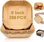 Large Air Fryer Disposable Paper Liners Square 9 Inch, 200 Pcs Parchment Paper Liner for 5-8QT Air Fryer, Oil-Proof, Water-Proof, Parchment Baking Paper for Baking Roasting Microwave