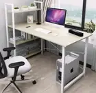 Exceeder Large Workstation Wood & Steel Computer Desk with Storage Shelves White