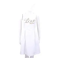 在飛比找Yahoo奇摩購物中心優惠-LOVE MOSCHINO 貼飾刺繡草寫字母白色背心洋裝