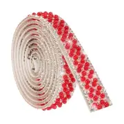 1 Yard Pearl Rhinestone Ribbon, 1.5cm Pearls Rhinestone Tape Red