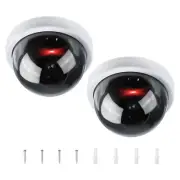 2 Pcs Fake Security Camera Dummy Dome Cameras with Red Light & Screw, White