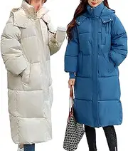 [JEShifangjiusu] Women Comfortable Casual Knee Length Padded Jacket Winter Warm Long Down Jacket Long Sleeve Thick Jacket Parka, Colour 2, XL