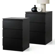 Oikiture Bedside Tables Set of 2 Side Table Storage Cabinet Nightstand Black