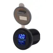 Universal Car Single Port Usb Charger Power Outlet Adapter 2.1A 5V Ip66 With Led Digital Voltmeter(Blue Light)