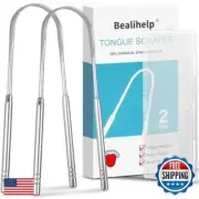 2 Pack Tongue Scraper, 100% Surgical 304 Stainless Steel Tongue Cleaner for A