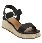 Jute Platform Wedge Sandal Black Natural Women Size 8.5 Ankle Strap New In Box