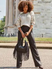 Sosandar Gold Metallic Cable Knit Jumper (AT6642) | $136