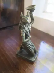 Anubis w/ Offering Plate Bronze Mini-Statue Ancient Egypt Collectable