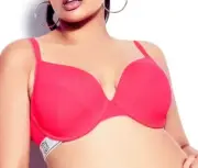 CCX CITY CHIC Bra 16DD / 38DD T-Shirt Bra NEON CORAL Lingerie Plus Size S