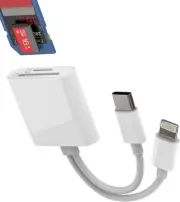 USB C Lightning to SD Micro SD Card Reader Adapter for iPhone 16 15 14 Pro Max