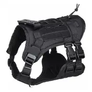 Adjustable Tactical Dog Harness Vest With Handle For Medium Large Dogs-Black