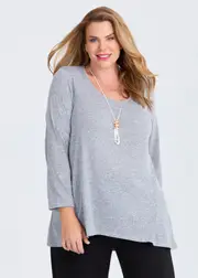 [Taking Shape] Taking Shape Snug Crew Neck Top Size 20 in Heather Grey - Plus Size Women's Clothing Heather Grey