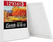 ESRICH 12x16 Inch Stretched Canvas Set, 3 Pack Primed Cotton White Canvases for Oil & Acrylic Paint