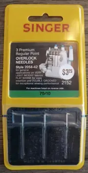 Singer 3 Count Overlock Needles 70/10 Double Grooved #2052