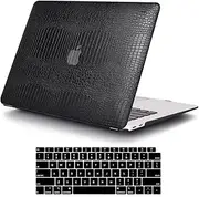 MonsDirect Case Fit for MacBook Pro 14 inch 2024-2021 M4 A3112 A3401 A3185 M3 A2918 A2992 M2 A2779 M1 A2442 Pro/Max & Touch ID, Protective Plastic Hard Shell Cover & Keyboard Cover, Black Leather