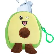 [Generic] Avocado Cartoon Coin Purse | Fruit Small Wallet Plush Coin Pouch Change Holder,Fashionable Plush Avocado Bag Pendant Multifunctional for Cards, Headset, Key Storage