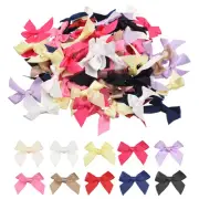 100Pcs Mini Ribbon Bow Mini Fabric Satin Ribbon Flower Bows Multicolor