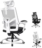 [ALFORDSON] Ergonomic Mesh Office Chair with 150° Recline, Headrest and Footrest, Executive Computer Office Chair with SGS Listed Gas-Lift, Desk Task Gaming Study Chair for Max 180kg, Brad White