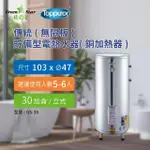 【TOPPUROR 泰浦樂】綠之星 傳統無隔板貯備型電熱水器銅加熱器30加侖立式6KW(GS-30 -6)