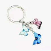Butterfly Keyring Elegant Blue Metal Enamel Key Chain Key Ring Novelty Gift