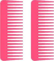 Wide Tooth Comb, Large Tooth Combs Hair Detangling Comb Brush No Handle Detangler Comb 2 PCS Great for All Hair Types, Fine and Wide Plastic Comb for Thick Curly Hair (Light Pink, One size)