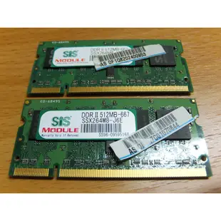 良品 ~ SiS 矽統 1GB (512MBx2) DDR2-667 / PC2-5300 雙通道 SO-DIMM