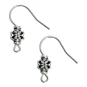 20 pcs Silver Fishhook Flower Beaded Earwires Earring Hooks Wires Bead Findings