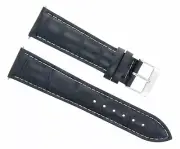 18MM NEW LEATHER WATCH STRAP BAND FOR BREGUET WATCH DARK BLUE WHITE STITCH