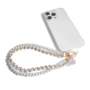 Phone Charm Anti Lost Phone Wrist Strap Pearl Beaded Phone Chain Double Chain...