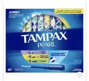 Tampax Pearl Tampons Trio Pk LeakGuard Braid 47 Light/Regular-Super Dented Box