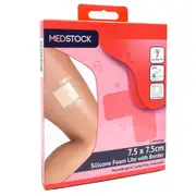 MEDSTOCK Silicone Foam Lite with Border Multipack - 7.5cm x 7.5cm (Box of 2)