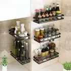 No-Drill Storage Rack Wall-mounted Corner Shelf Bathroom Shelves Spice Rack