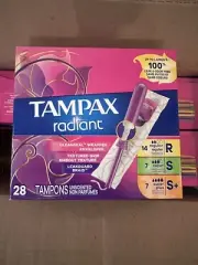 Tampax Radiant Tampons Trio Pack 28 Regular/Super/Super Plus Absorbency 4 Pack