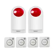 SINGCALL Wireless 2 Pcs Sound Strobe Flash Sirens Security System with 4 Pagers