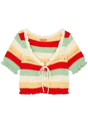 Kitri Ally Striped Crochet-knit top - Multicoloured - S (UK8-10 / S) S (UK8-10 / S)