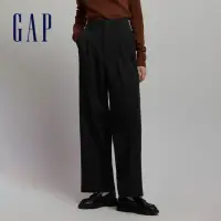 在飛比找momo購物網優惠-【GAP】女裝 商務高腰寬版西裝褲-黑色(773300)