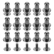 15Sets Brass Ball Head Stud Rivets, 4mm Screw Back Button Nipple Rivet, Black