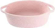 XUANGUO Small Woven Basket Cute Oval Cotton Rope Gifts Basket with Handle Empty Baby Wicker Storage Basket nursery Box Bin kids organizer Cat Dog toy basket Easter Basket light pink