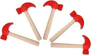CHICAMPERA 5pcs Wooden Hammer for Montessori Educational Preschool Playset Safe Pounding Mallet for Fine Motor Skill Development Construction Play Tools Red