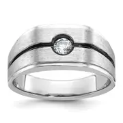 14k White Gold with Black Rhodium 1/5 Ct. Lab Grown Diamond VS/SI+ G+ Men's Ring