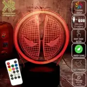 DEADPOOL FACE 3D LED Battery USB Night Light 7 Colour Changing Room Lamp